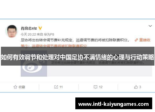 如何有效调节和处理对中国足协不满情绪的心理与行动策略