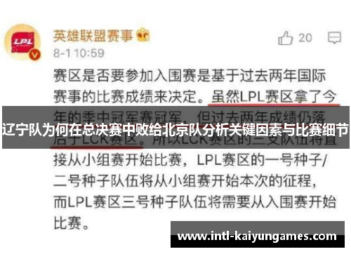 辽宁队为何在总决赛中败给北京队分析关键因素与比赛细节